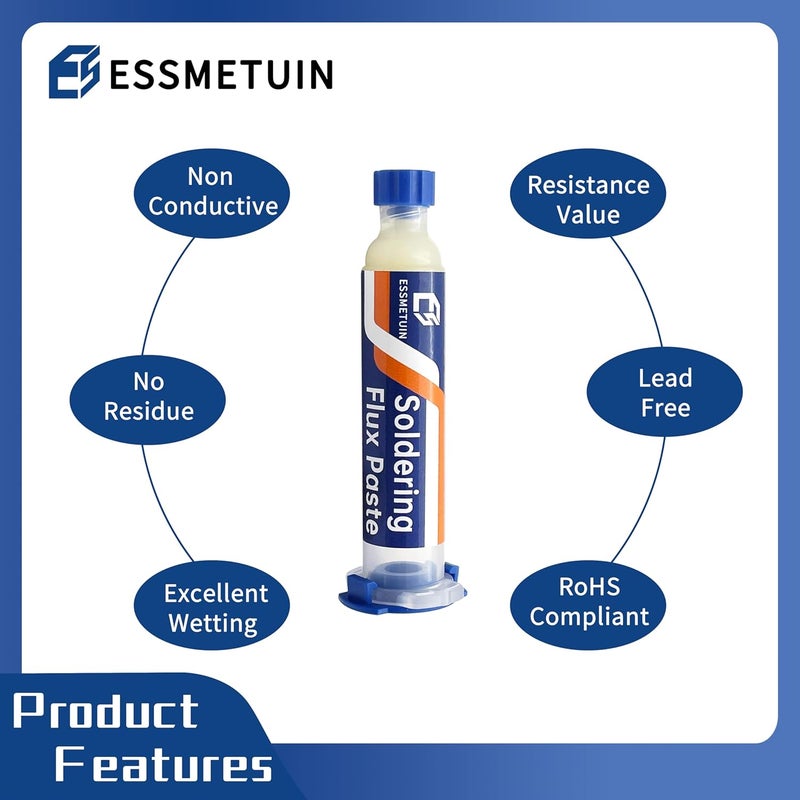 Essmetuin Store شريط إزالة اللحام ومعجون الفلكس للحام لإصلاح الإلكترونيات، فلكس بدون تنظيف (10 مل) - Image 2